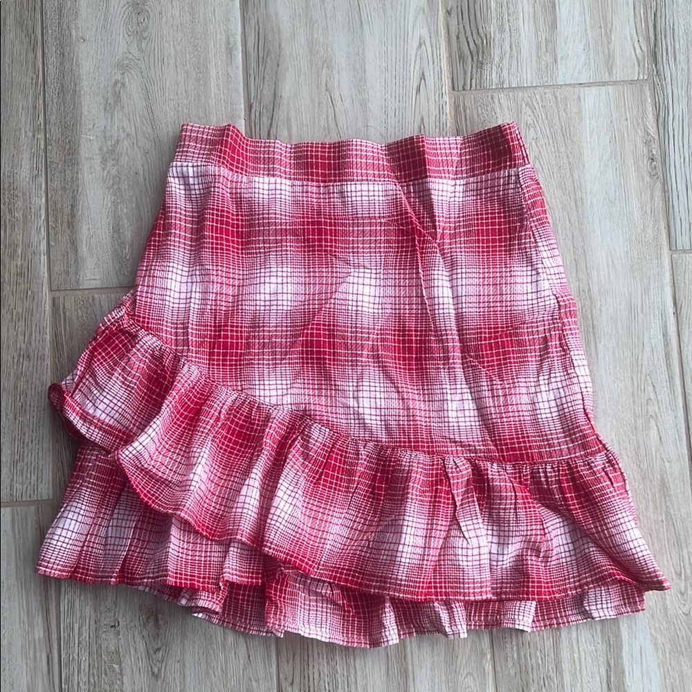 Red Plaid Ruffle Skirt